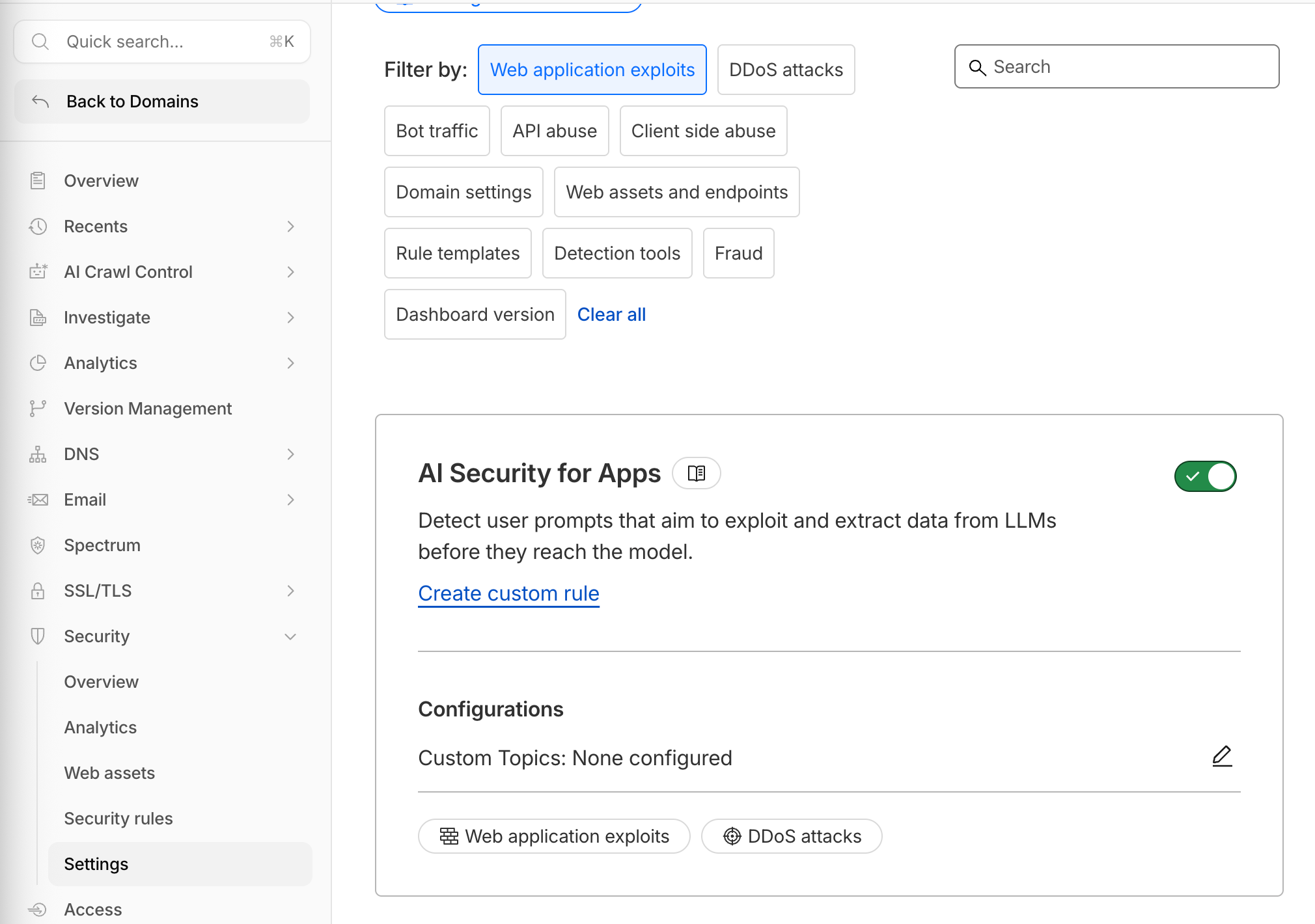 Configuration custom topics